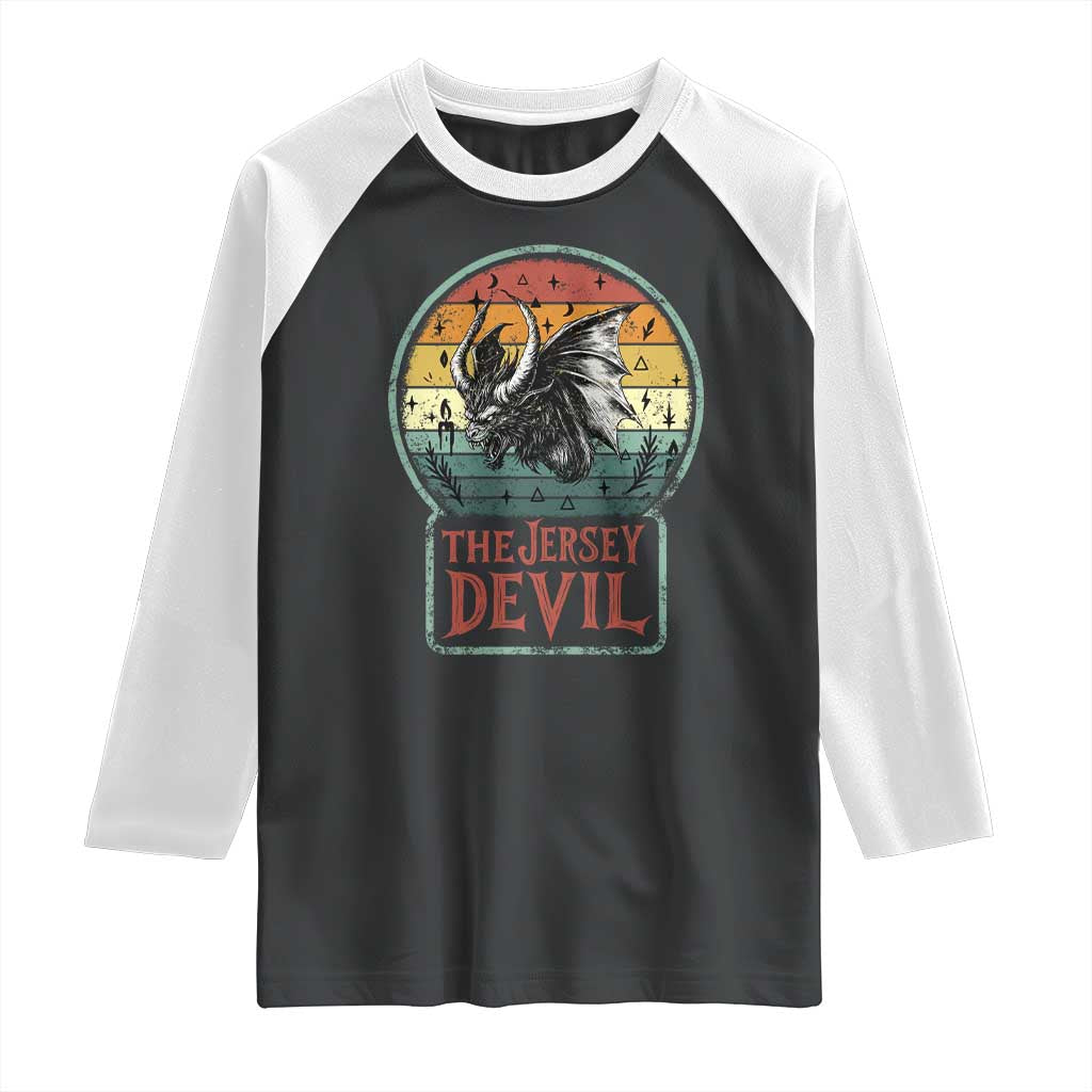 The Jersey Devil Raglan Shirt Retro Vintage New Jersey Cryptid TS12 Black White Print Your Wear