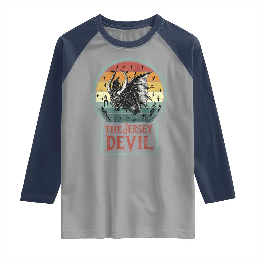 The Jersey Devil Raglan Shirt Retro Vintage New Jersey Cryptid TS12 Sport Gray Navy Print Your Wear