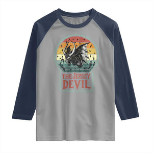 The Jersey Devil Raglan Shirt Retro Vintage New Jersey Cryptid TS12 Sport Gray Navy Print Your Wear