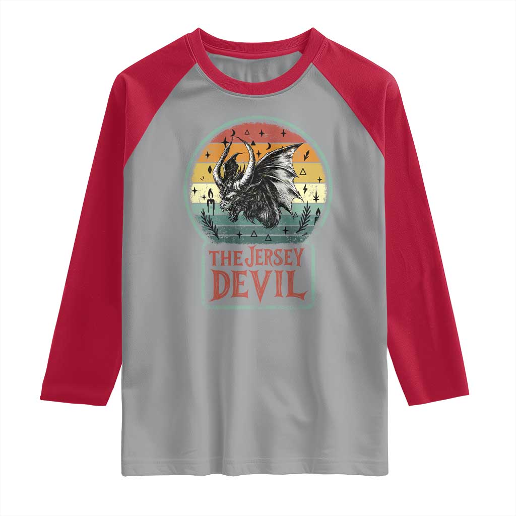 The Jersey Devil Raglan Shirt Retro Vintage New Jersey Cryptid TS12 Sport Gray Red Print Your Wear