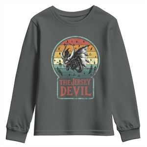 The Jersey Devil Youth Sweatshirt Retro Vintage New Jersey Cryptid TS12 Dark Heather Print Your Wear
