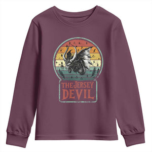 The Jersey Devil Youth Sweatshirt Retro Vintage New Jersey Cryptid TS12 Maroon Print Your Wear
