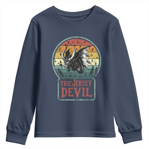 The Jersey Devil Youth Sweatshirt Retro Vintage New Jersey Cryptid TS12 Navy Print Your Wear