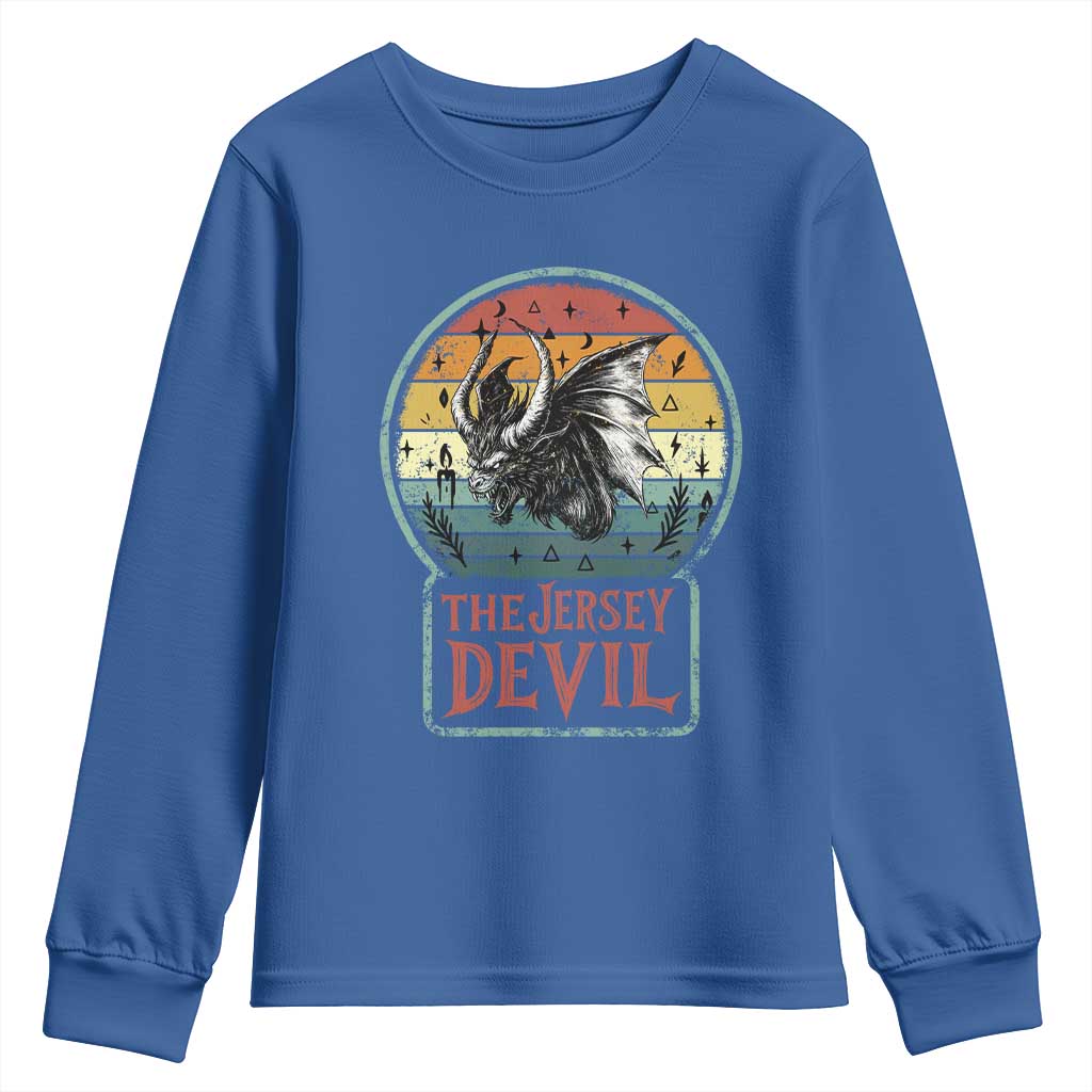 The Jersey Devil Youth Sweatshirt Retro Vintage New Jersey Cryptid TS12 Royal Blue Print Your Wear
