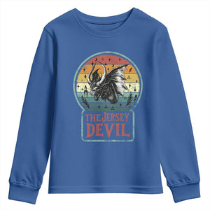 The Jersey Devil Youth Sweatshirt Retro Vintage New Jersey Cryptid TS12 Royal Blue Print Your Wear