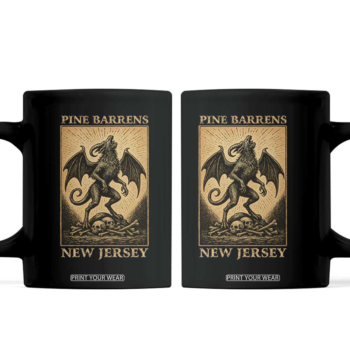 Jersey Devil Coffee Mug Gothic Horror Gift Pine Barrens New Jersey TS12 Black Print Your Wear