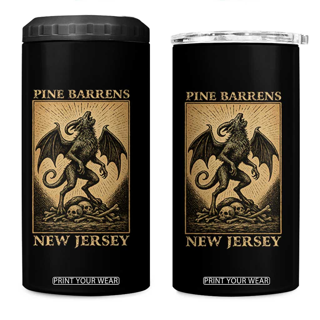 Jersey Devil 4 in 1 Can Cooler Tumbler Gothic Horror Gift Pine Barrens New Jersey TS12 One Size: 16 oz Black Print Your Wear