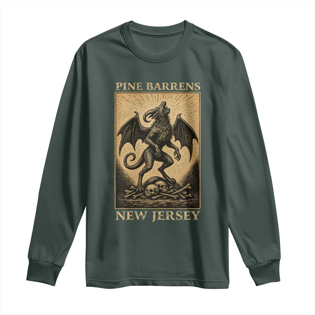 Jersey Devil Long Sleeve Shirt Gothic Horror Gift Pine Barrens New Jersey TS12 Dark Forest Green Print Your Wear