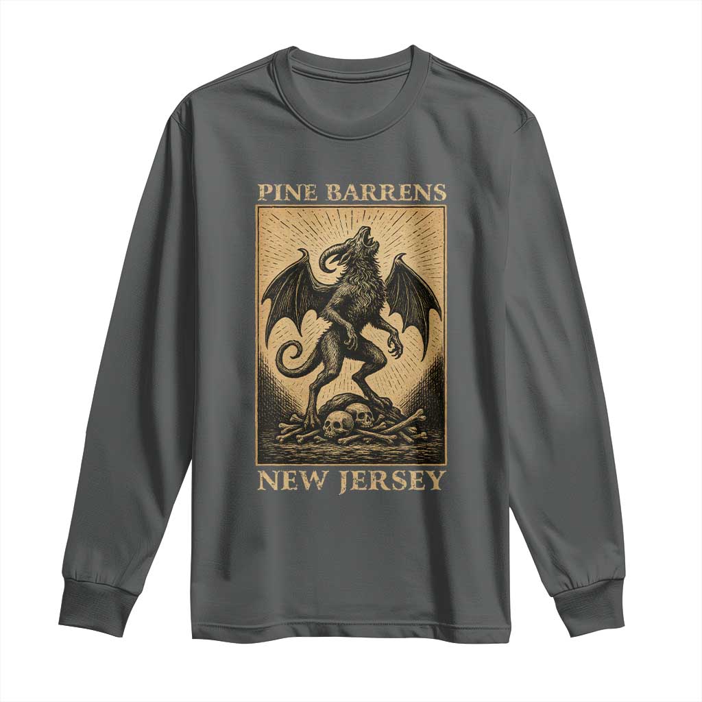 Jersey Devil Long Sleeve Shirt Gothic Horror Gift Pine Barrens New Jersey TS12 Dark Heather Print Your Wear