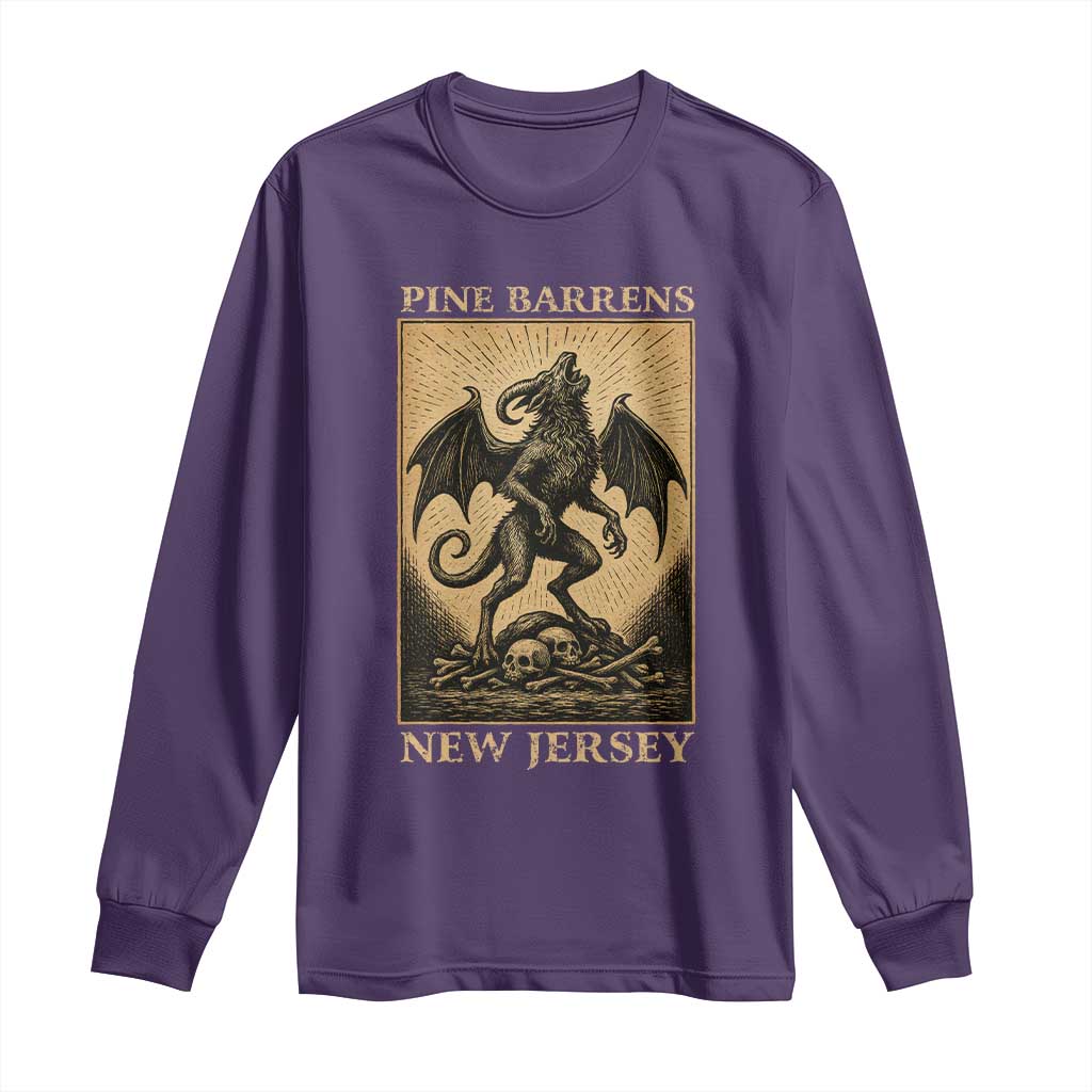 Jersey Devil Long Sleeve Shirt Gothic Horror Gift Pine Barrens New Jersey TS12 Purple Print Your Wear
