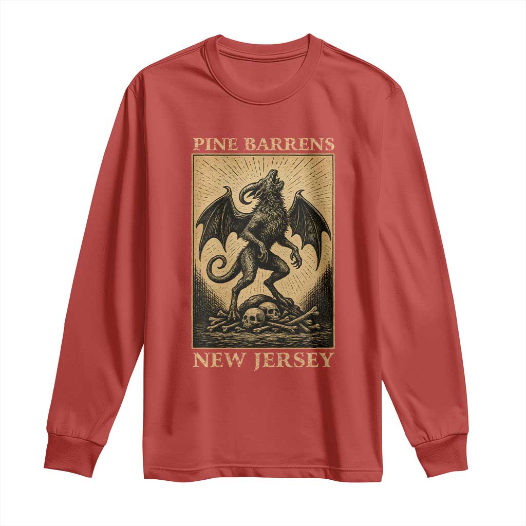 Jersey Devil Long Sleeve Shirt Gothic Horror Gift Pine Barrens New Jersey TS12 Red Print Your Wear