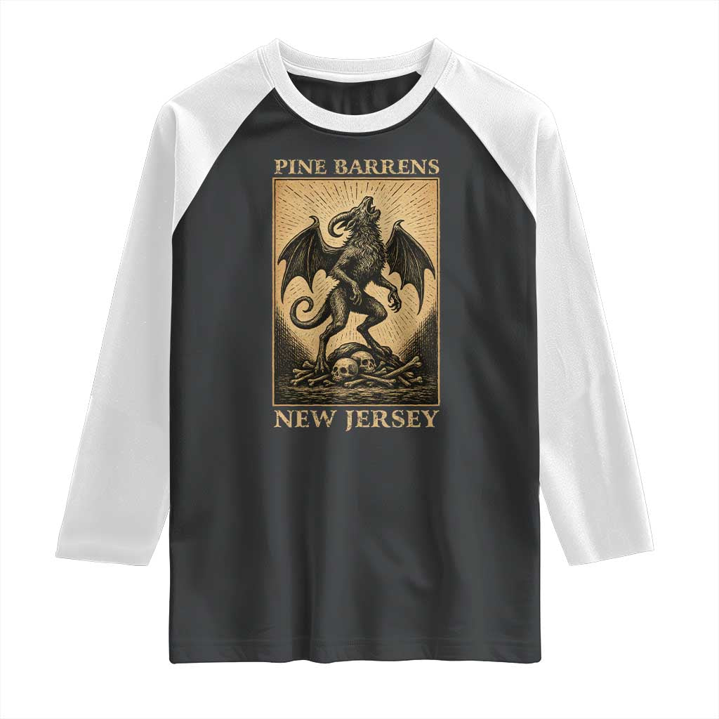 Jersey Devil Raglan Shirt Gothic Horror Gift Pine Barrens New Jersey TS12 Black White Print Your Wear