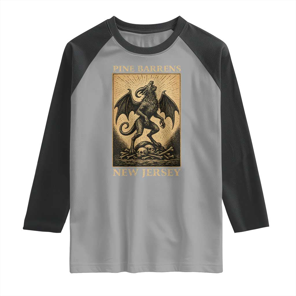 Jersey Devil Raglan Shirt Gothic Horror Gift Pine Barrens New Jersey TS12 Sport Gray Black Print Your Wear