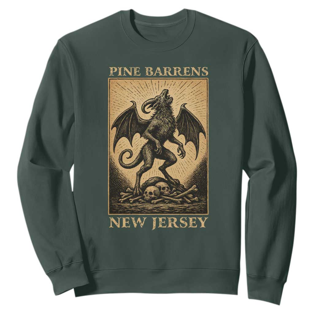 Jersey Devil Sweatshirt Gothic Horror Gift Pine Barrens New Jersey TS12 Dark Forest Green Print Your Wear