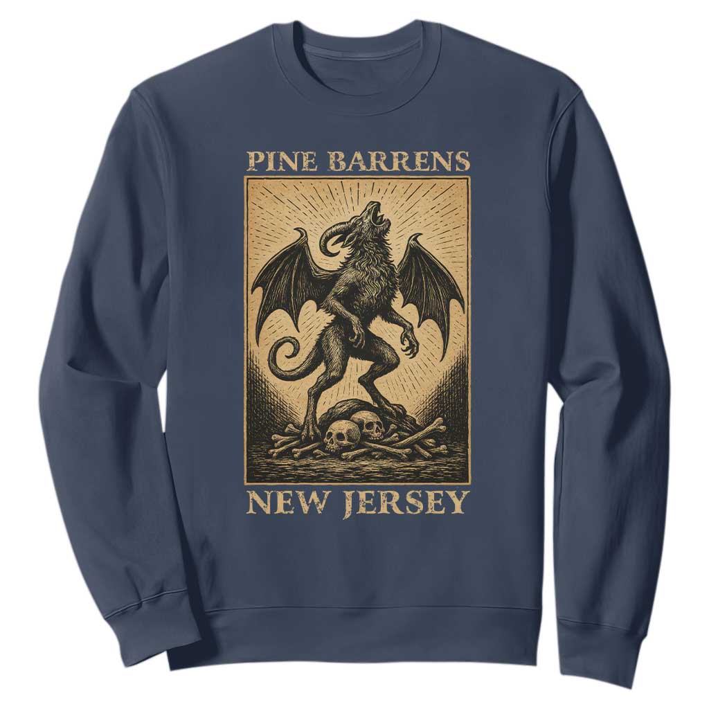 Jersey Devil Sweatshirt Gothic Horror Gift Pine Barrens New Jersey TS12 Navy Print Your Wear