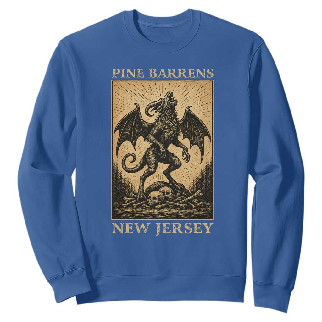 Jersey Devil Sweatshirt Gothic Horror Gift Pine Barrens New Jersey TS12 Royal Blue Print Your Wear