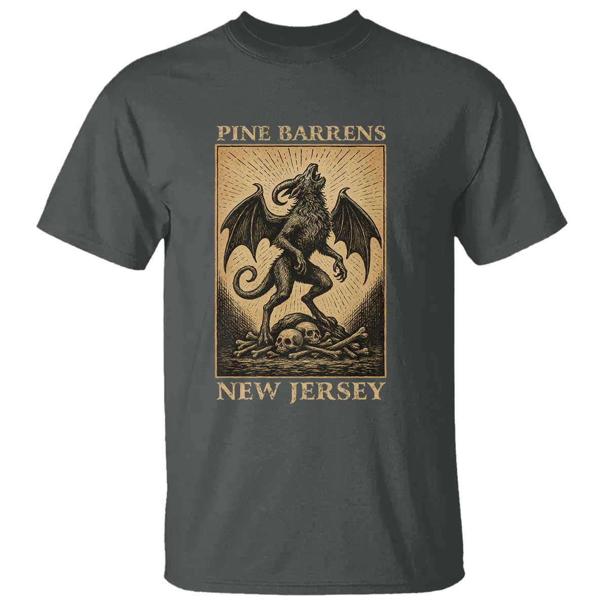 Jersey Devil T Shirt Gothic Horror Gift Pine Barrens New Jersey TS12 Dark Heather Print Your Wear