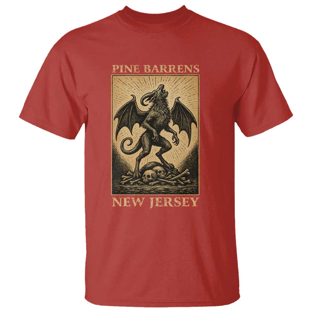 Jersey Devil T Shirt Gothic Horror Gift Pine Barrens New Jersey TS12 Red Print Your Wear