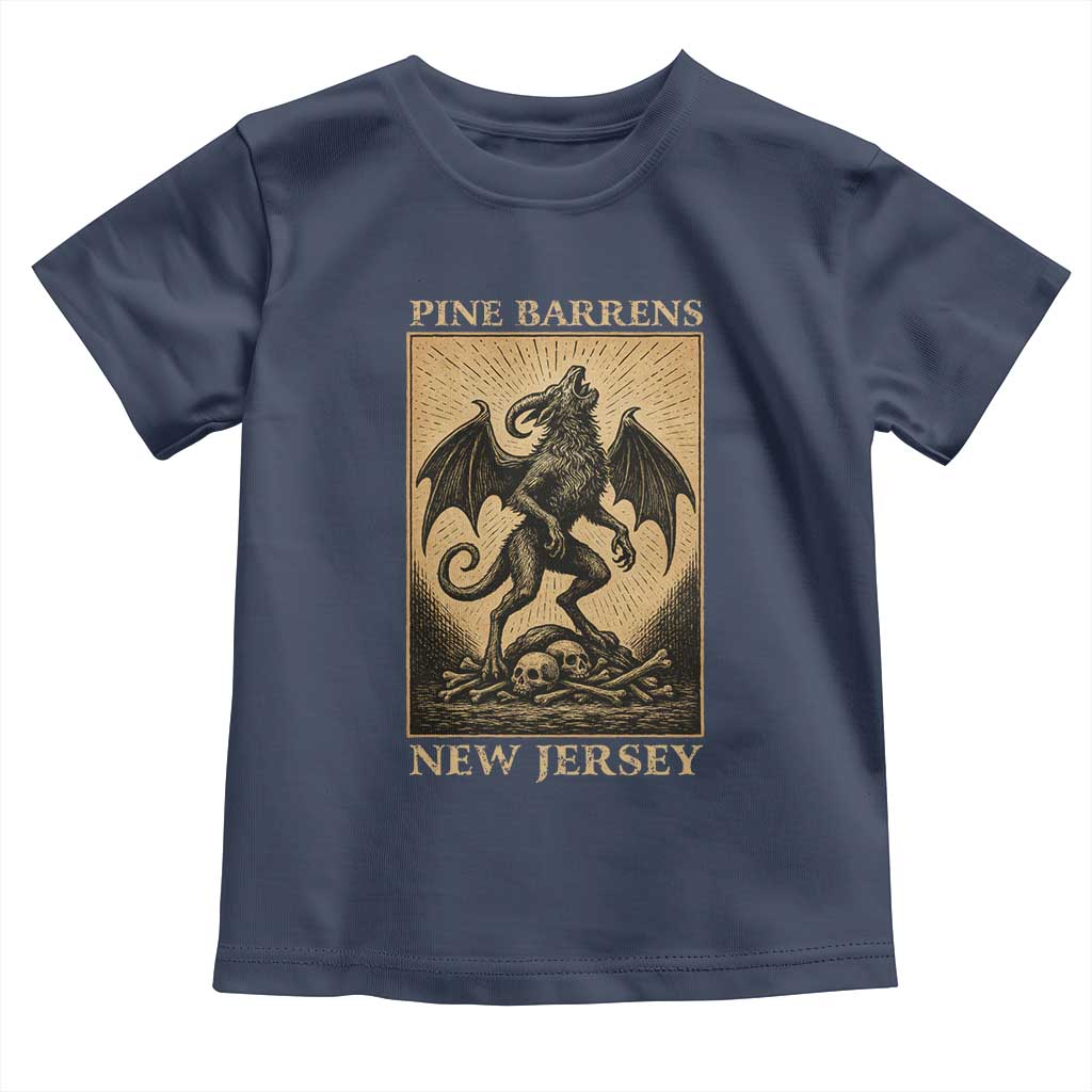 Jersey Devil Toddler T Shirt Gothic Horror Gift Pine Barrens New Jersey TS12 Navy Print Your Wear