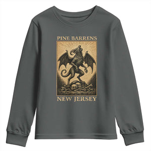 Jersey Devil Youth Sweatshirt Gothic Horror Gift Pine Barrens New Jersey TS12 Dark Heather Print Your Wear