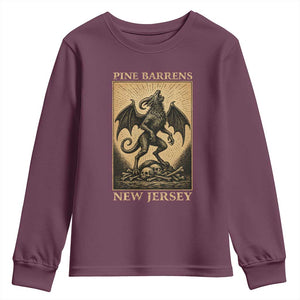 Jersey Devil Youth Sweatshirt Gothic Horror Gift Pine Barrens New Jersey TS12 Maroon Print Your Wear