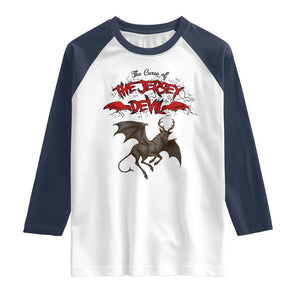 Jersey Devil Raglan Shirt The Curse Of The Cryptid Gothic Horror Gift TS12 White Navy Print Your Wear