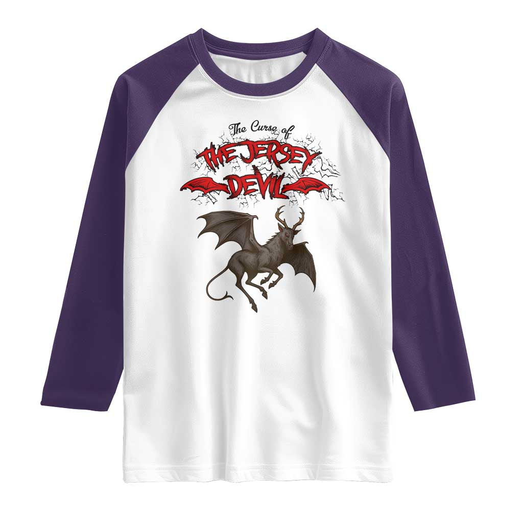 Jersey Devil Raglan Shirt The Curse Of The Cryptid Gothic Horror Gift TS12 White Purple Print Your Wear