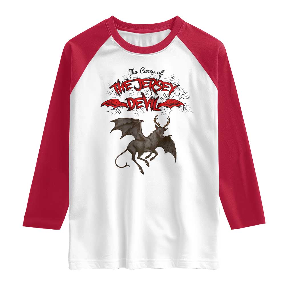 Jersey Devil Raglan Shirt The Curse Of The Cryptid Gothic Horror Gift TS12 White Red Print Your Wear