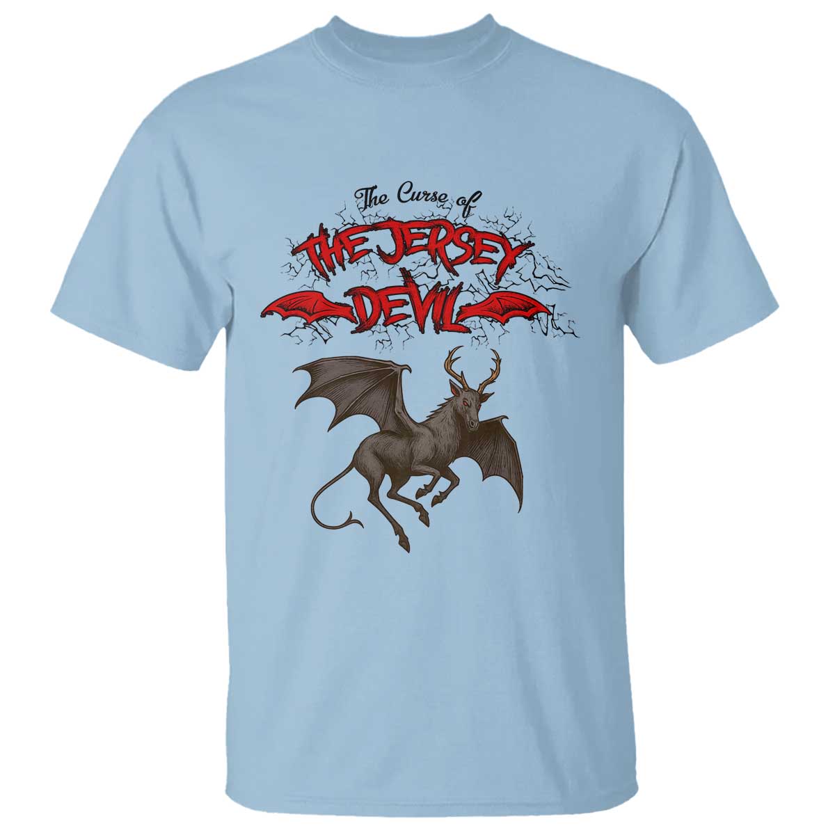 Jersey Devil T Shirt The Curse Of The Cryptid Gothic Horror Gift TS12 Light Blue Print Your Wear