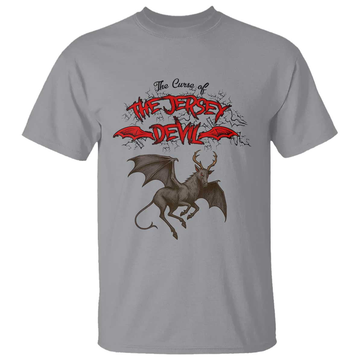 Jersey Devil T Shirt The Curse Of The Cryptid Gothic Horror Gift TS12 Sport Gray Print Your Wear