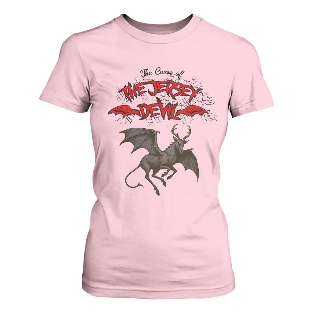 Jersey Devil T Shirt For Women The Curse Of The Cryptid Gothic Horror Gift TS12 Light Pink Print Your Wear