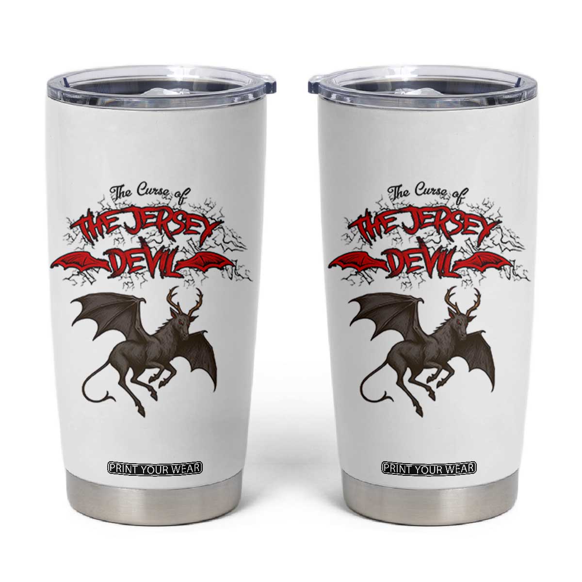 Jersey Devil Tumbler Cup The Curse Of The Cryptid Gothic Horror Gift TS12 White Print Your Wear