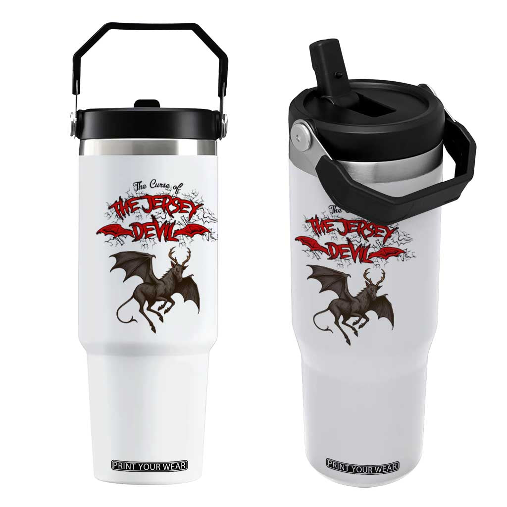 Jersey Devil Flip Straw Tumbler The Curse Of The Cryptid Gothic Horror Gift TS12 One Size: 30 oz White Print Your Wear