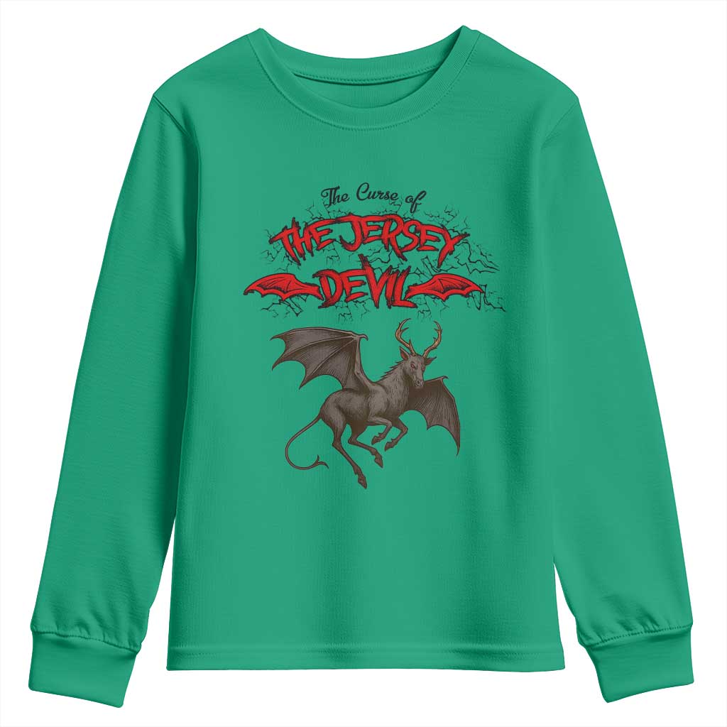 Jersey Devil Youth Sweatshirt The Curse Of The Cryptid Gothic Horror Gift TS12 Irish Green Print Your Wear