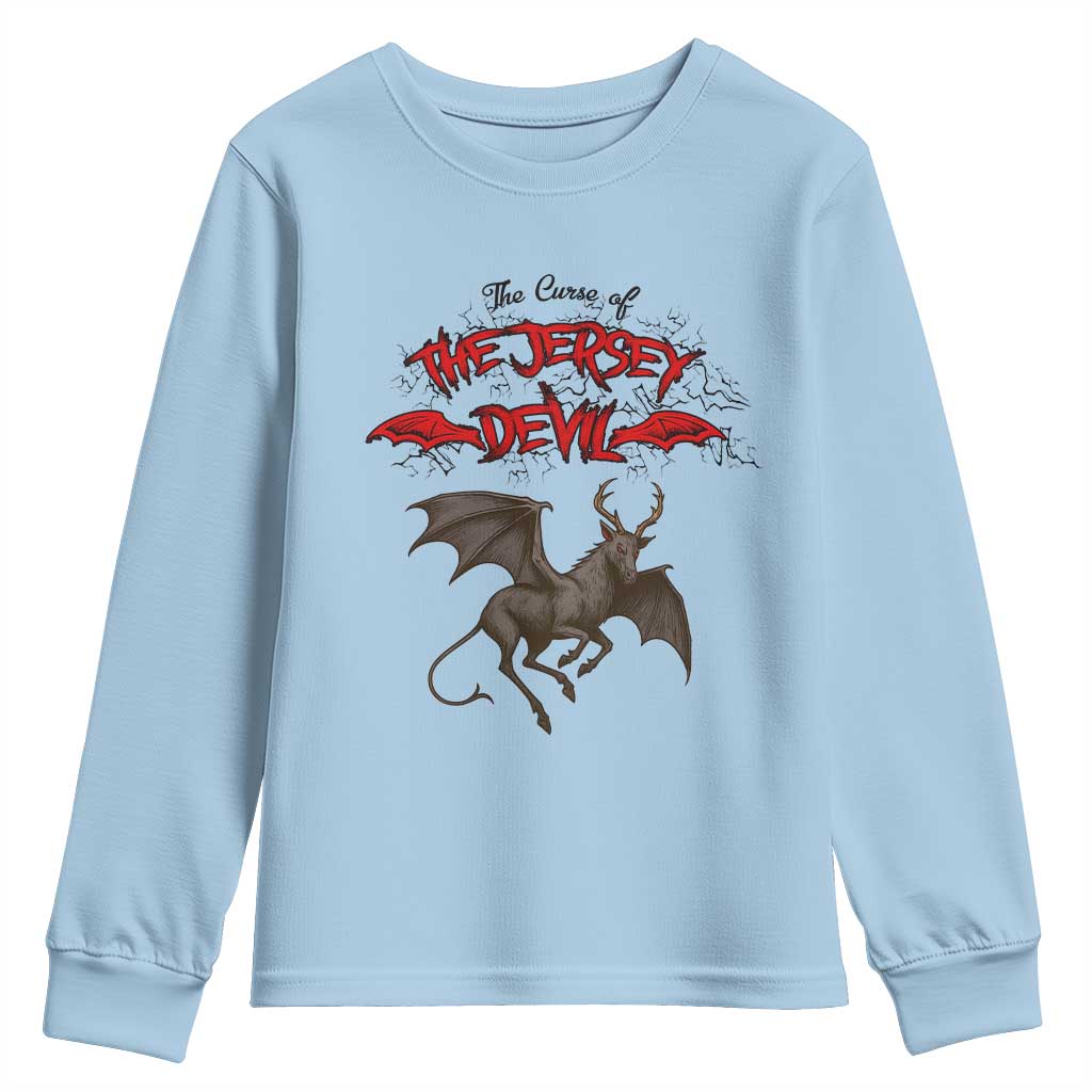 Jersey Devil Youth Sweatshirt The Curse Of The Cryptid Gothic Horror Gift TS12 Light Blue Print Your Wear