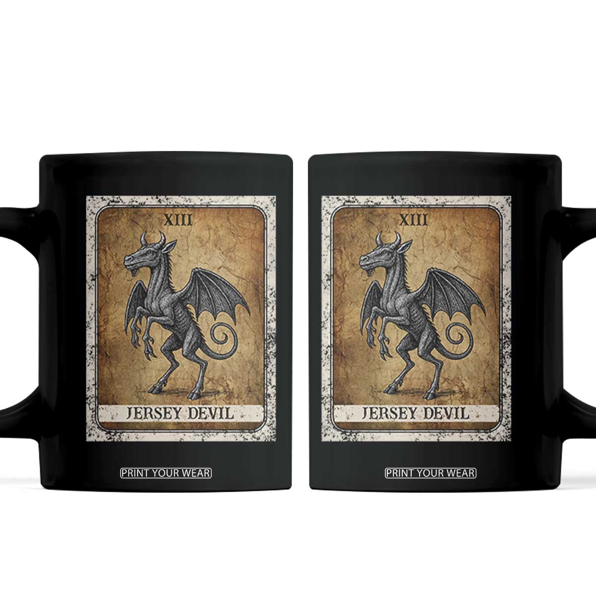 Jersey Devil Coffee Mug Horror Tarot Card Urban Legends Gift TS12 Black Print Your Wear