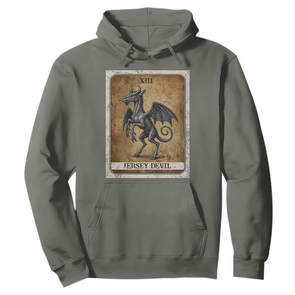 Jersey Devil Hoodie Horror Tarot Card Urban Legends Gift TS12 Military Green Print Your Wear