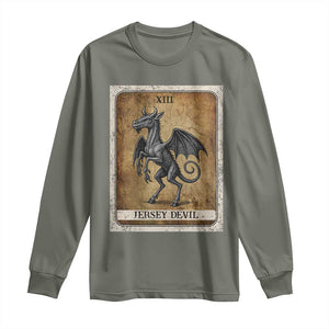 Jersey Devil Long Sleeve Shirt Horror Tarot Card Urban Legends Gift TS12 Military Green Print Your Wear