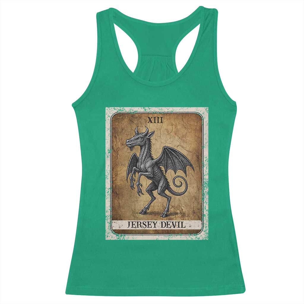 Jersey Devil Racerback Tank Top Horror Tarot Card Urban Legends Gift TS12 Irish Green Print Your Wear