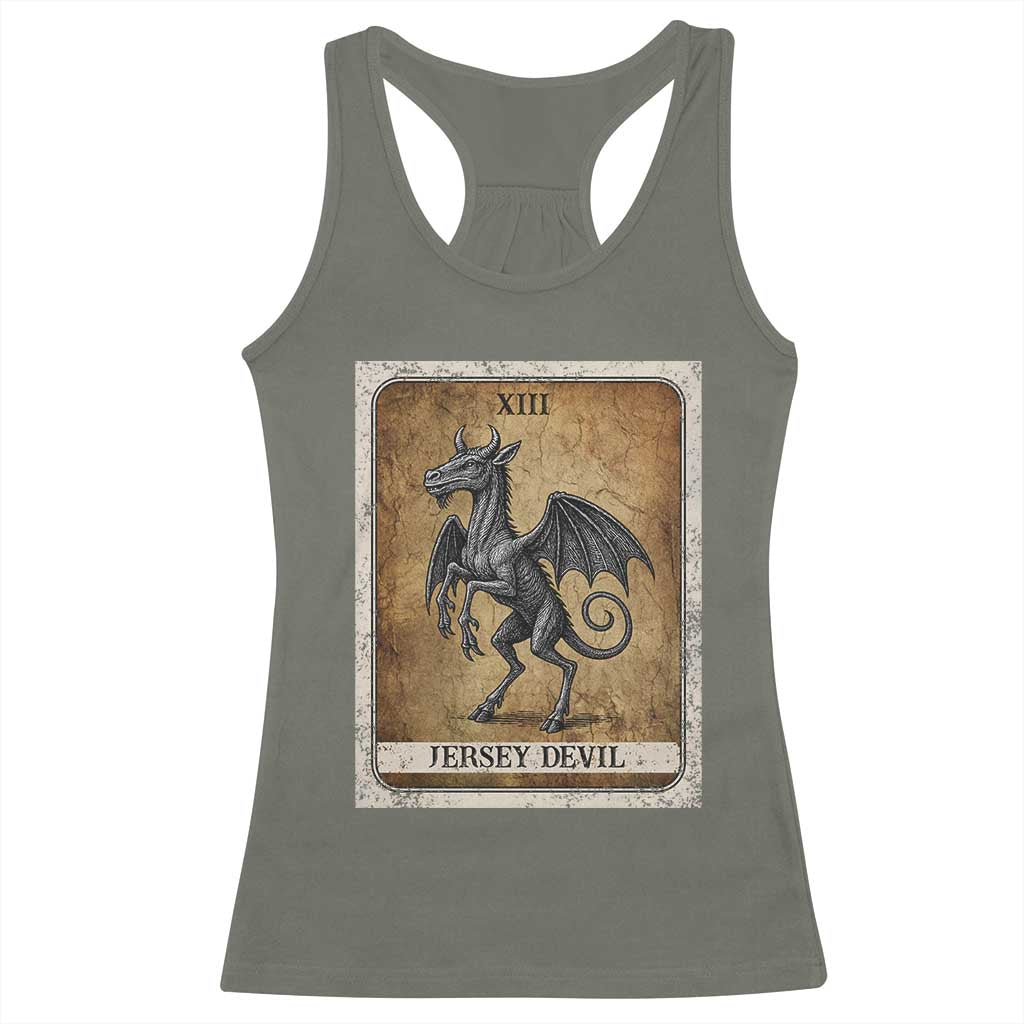 Jersey Devil Racerback Tank Top Horror Tarot Card Urban Legends Gift TS12 Military Green Print Your Wear