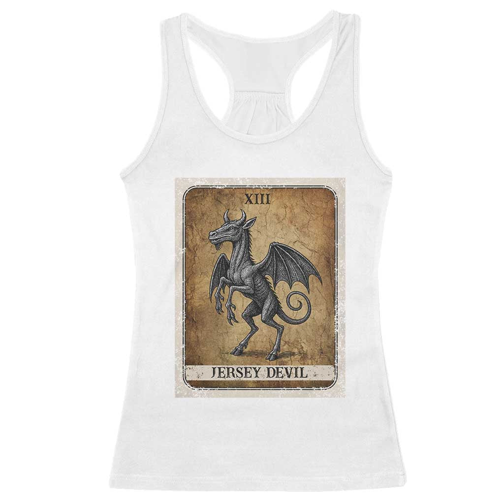Jersey Devil Racerback Tank Top Horror Tarot Card Urban Legends Gift TS12 White Print Your Wear