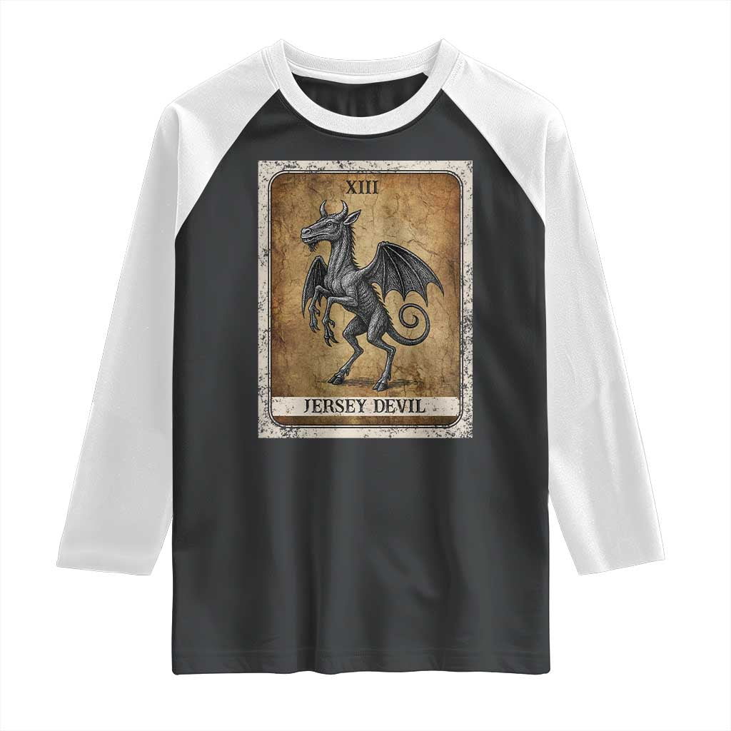 Jersey Devil Raglan Shirt Horror Tarot Card Urban Legends Gift TS12 Black White Print Your Wear