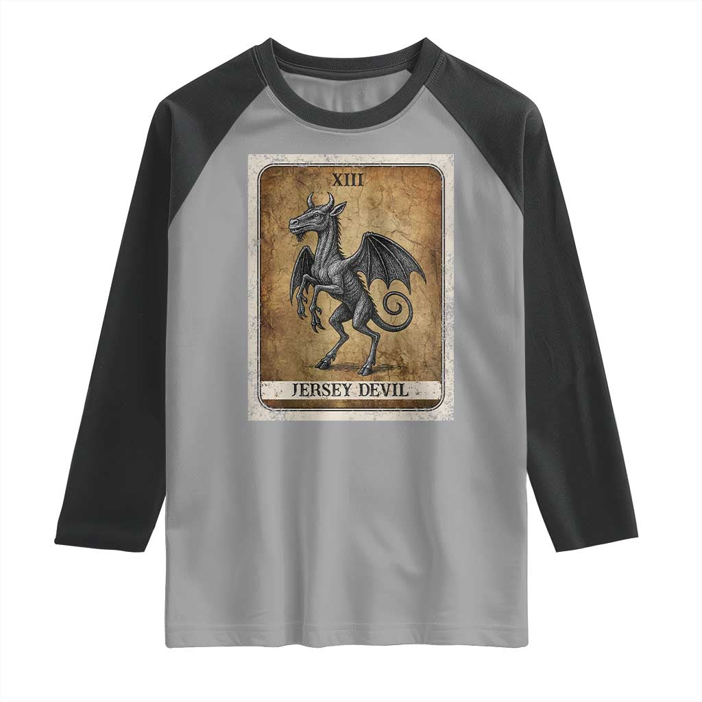 Jersey Devil Raglan Shirt Horror Tarot Card Urban Legends Gift TS12 Sport Gray Black Print Your Wear