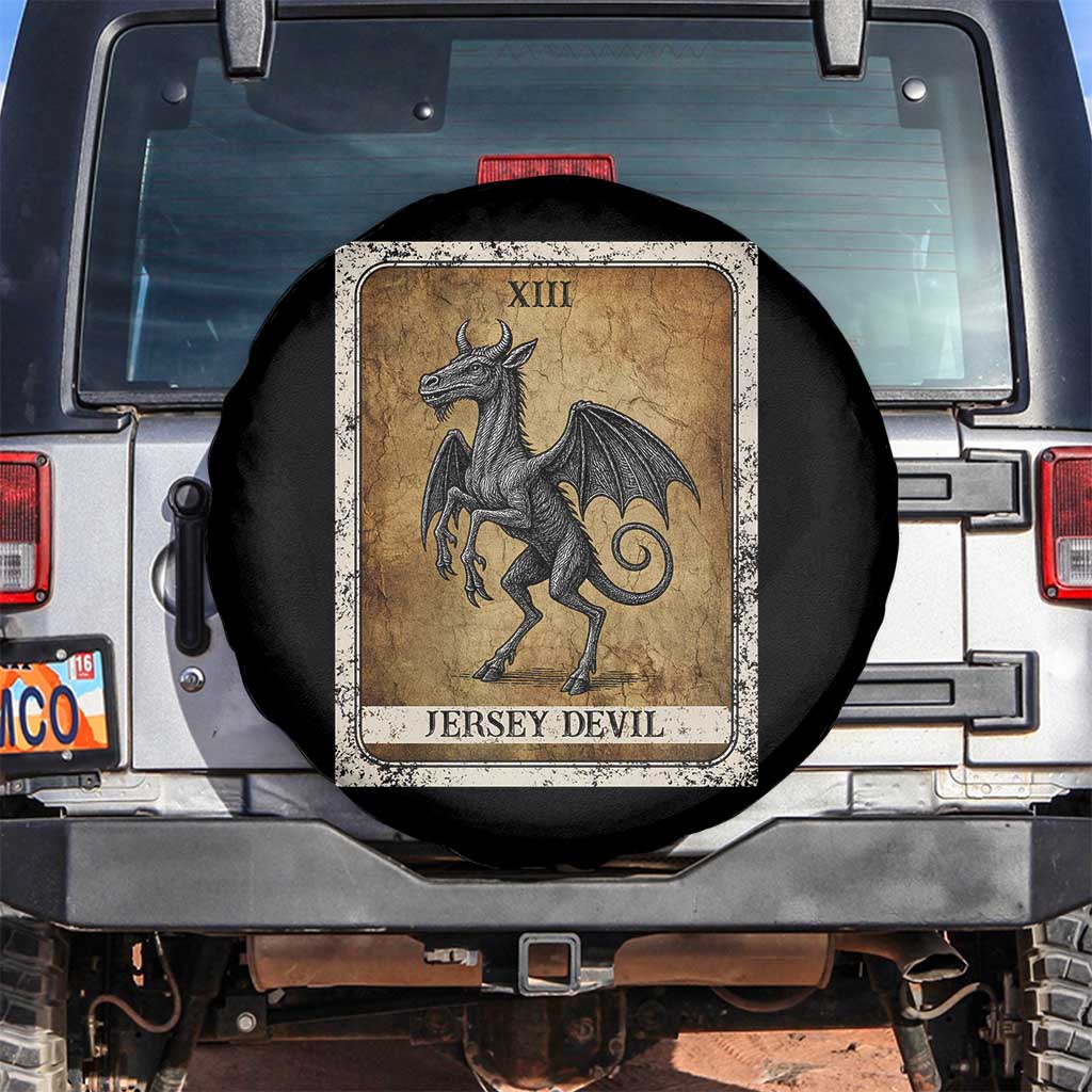 Jersey Devil Spare Tire Cover Horror Tarot Card Urban Legends Gift TS12 No hole Black Print Your Wear