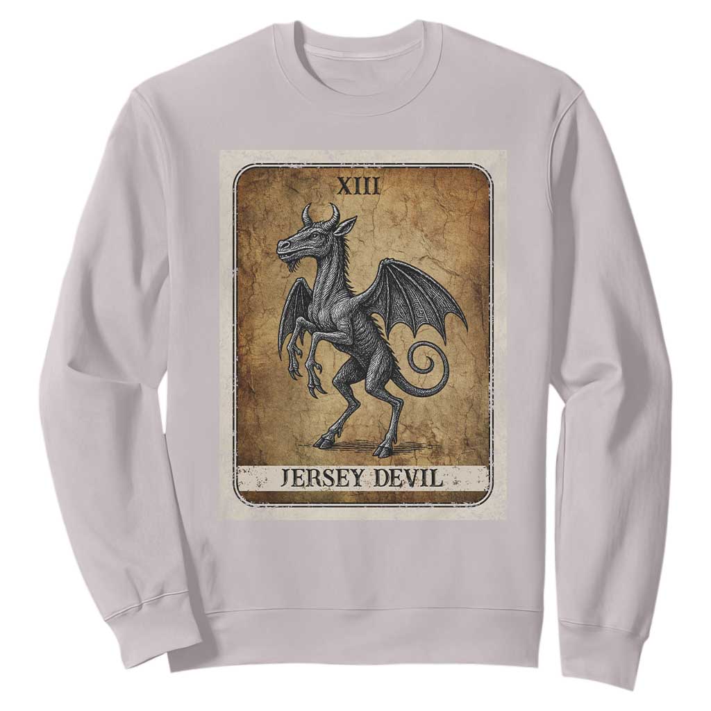 Jersey Devil Sweatshirt Horror Tarot Card Urban Legends Gift TS12 Ice Gray Print Your Wear