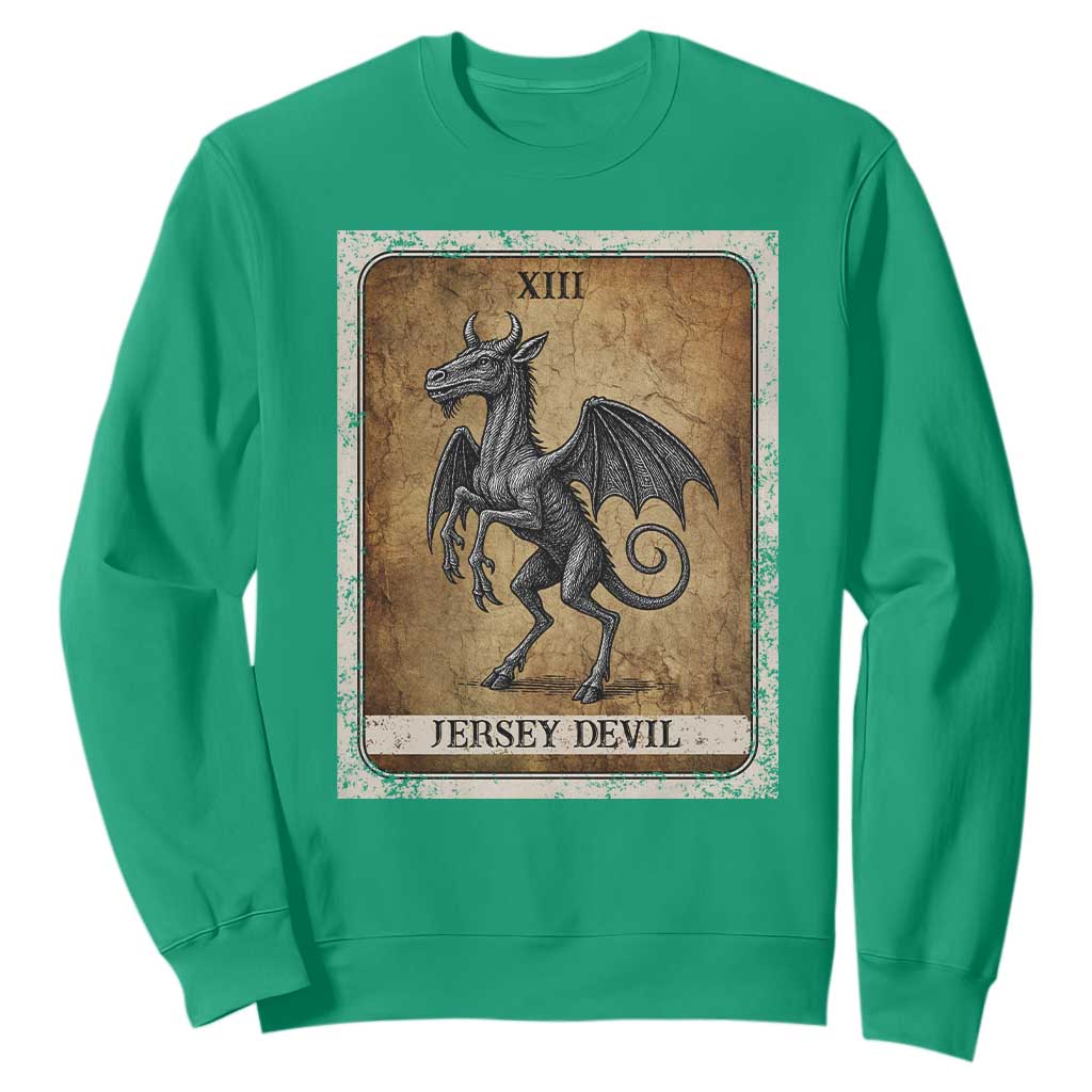 Jersey Devil Sweatshirt Horror Tarot Card Urban Legends Gift TS12 Irish Green Print Your Wear
