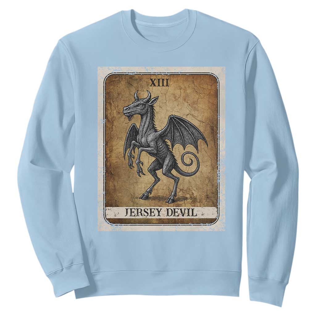Jersey Devil Sweatshirt Horror Tarot Card Urban Legends Gift TS12 Light Blue Print Your Wear