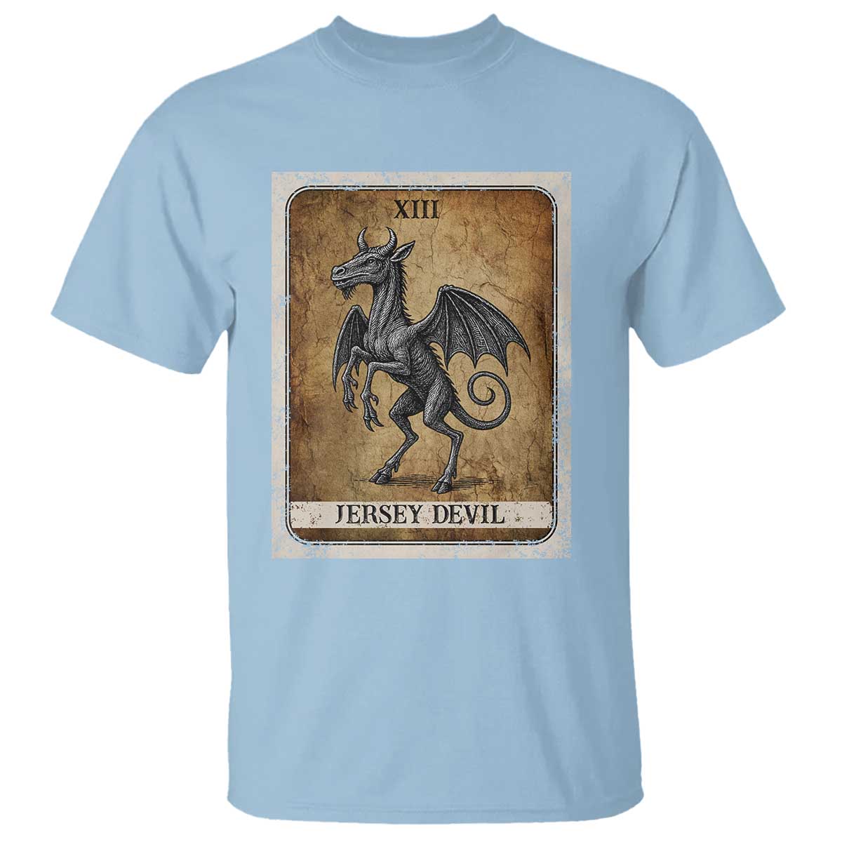 Jersey Devil T Shirt Horror Tarot Card Urban Legends Gift TS12 Light Blue Print Your Wear