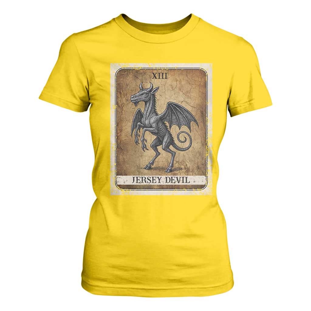 Jersey Devil T Shirt For Women Horror Tarot Card Urban Legends Gift TS12 Daisy Print Your Wear