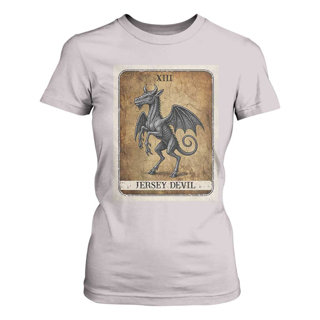 Jersey Devil T Shirt For Women Horror Tarot Card Urban Legends Gift TS12 Ice Gray Print Your Wear